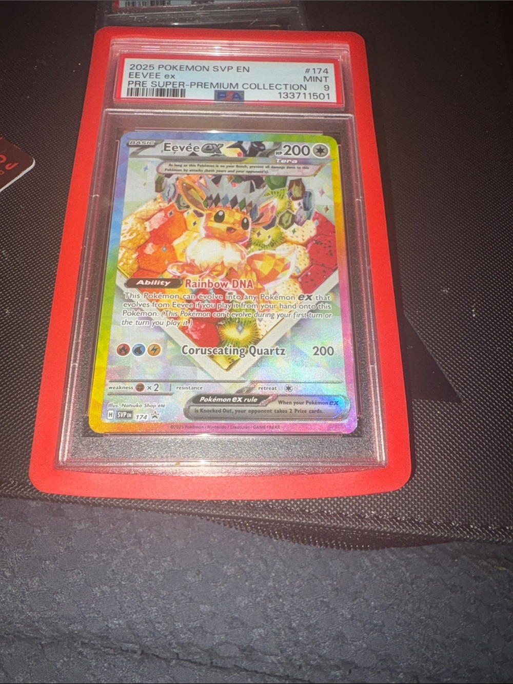 Pokemon Eevee ex Holo Card - psa 9 Rainbow Colors